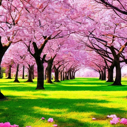 Prompt: sakura trees wallpaper, hyperrealistic photo, high detail