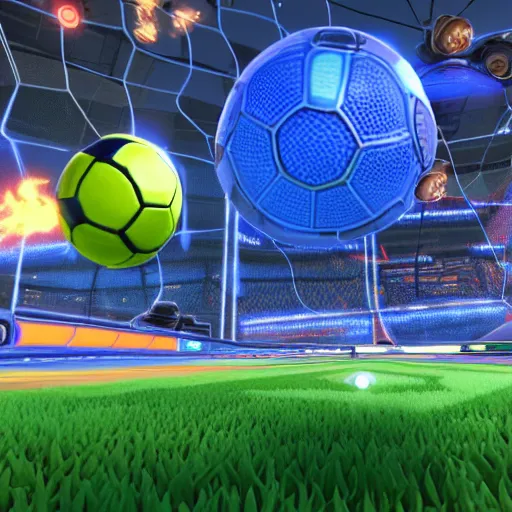 Image similar to in-game screenshot of Rocket League, highly detailed, high quality, HD, 4k, 8k, Canon 300mm, professional photographer, 40mp, lifelike, top-rated, award winning, realistic, sharp, no blur, edited, corrected, trending