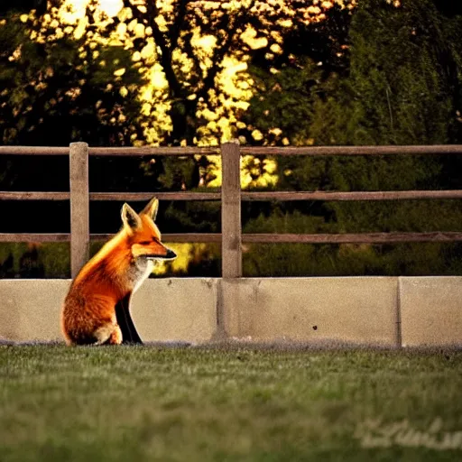 Prompt: Blue hour photography, a fox sitting on a bench, cool twilight lighting, 5am - n9