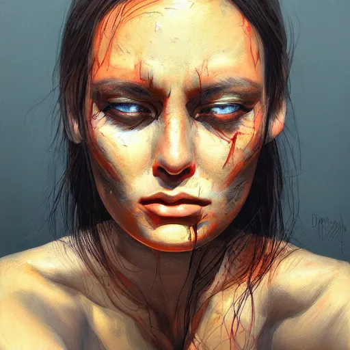 Image similar to face of depression by dariusz zawadzki, acrylic gouache painting, high detail, sharp high detail, artstation