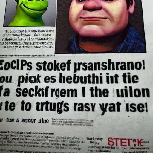 Image similar to newspaper article shrek arrested drug possession