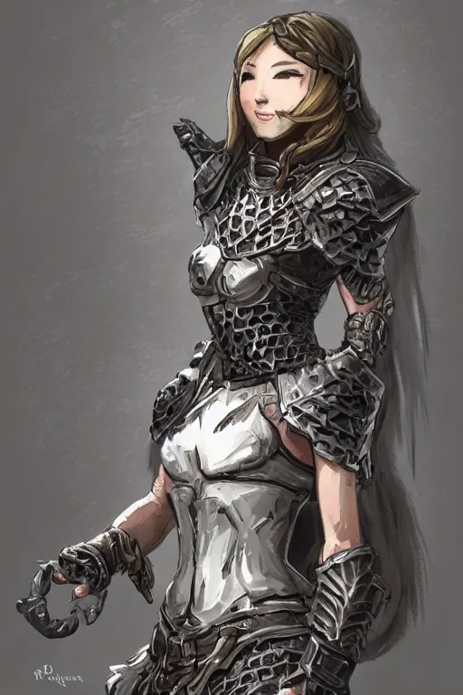 Image similar to female adventurer in tight full - body sticky note stack paper chainmail - style armor and a white porcelain crow mask, trending in artstation, japanese, artstation, establishing shot