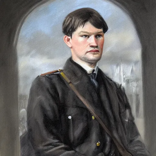 Prompt: portrait painting of Irish rebel Michael Collins, 4K detail