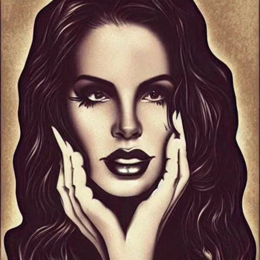 Image similar to Lana del rey tattoo design, photorealistic, dramatic