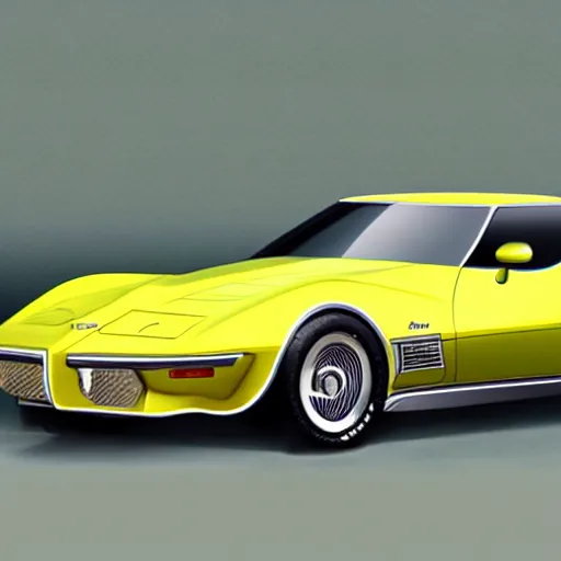 Image similar to concept art of a 1 9 7 9 yellow stingray corvette