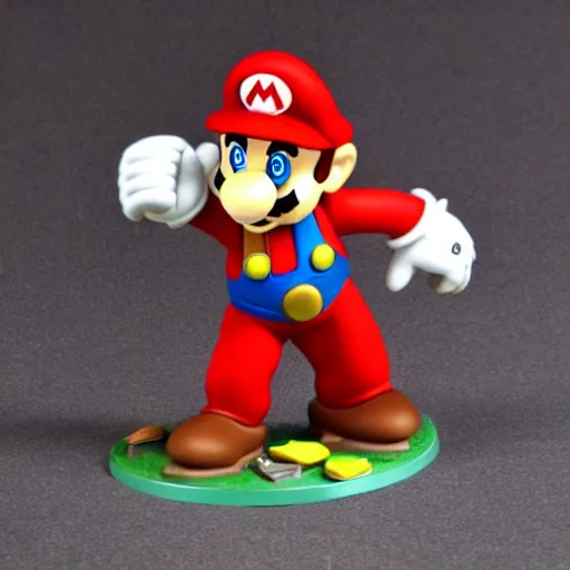 Prompt: mario as a warhammer 40k tabletop figurine t