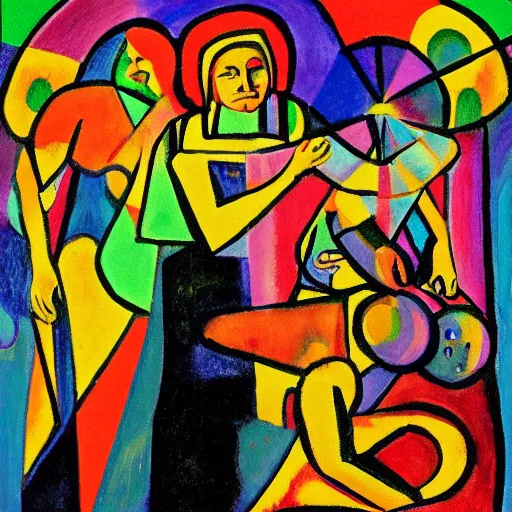 Prompt: The The afterlife of Deity, crayon, by Max Pechstein, Milton Glaser, Fantasy Realism