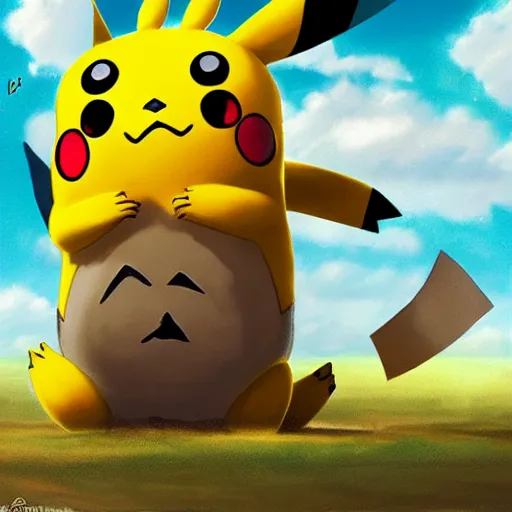 Prompt: pikachu fighting totoro, digital art, award winning, highly detailed, dramatic, epic, trending on artstation, high resolution