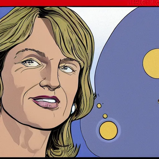 Prompt: helen hunt retro minimalist portrait! moebius starwatcher comic by jean giraud, portrait 8 k