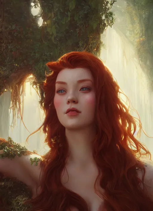 Image similar to princess ariel, naturel, hyper detailed, digital art, trending in artstation, cinematic lighting, studio quality, smooth render, unreal engine 5 rendered, octane rendered, art style by klimt and nixeu and ian sprigger and wlop and krenz cushart