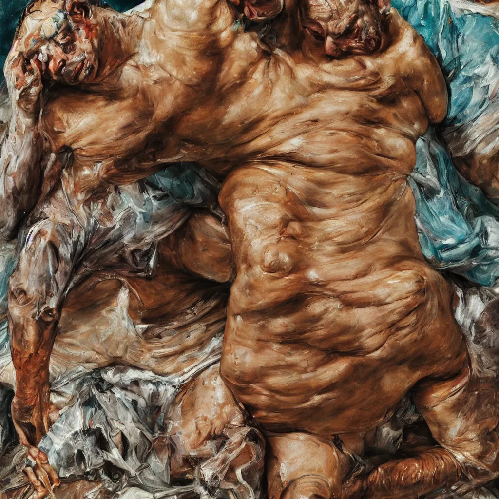 Image similar to high quality high detail painting by lucian freud and jenny saville, hd, bullfighter, turquoise color, photorealistic lighting