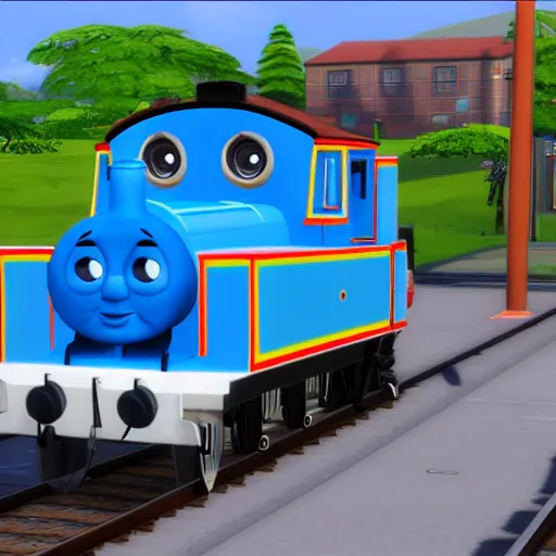 Prompt: thomas the tank engine, the sims 4