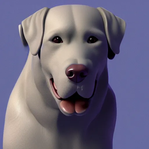 Prompt: 3D render of a dog with a human face, blender, detailed, dramatic lighting