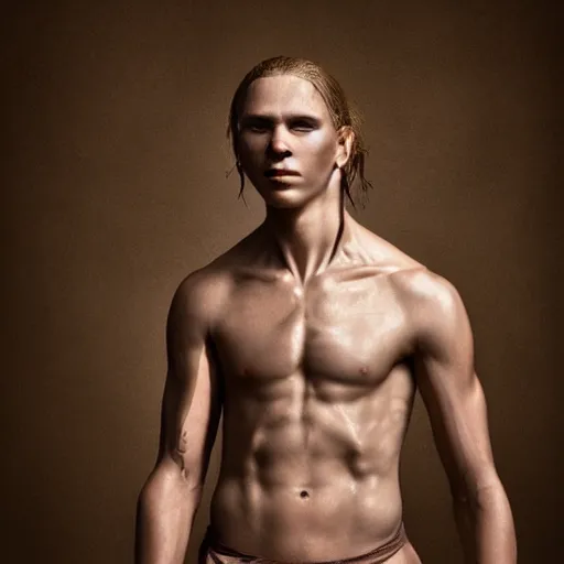 Prompt: a portrait of a beautiful athletic young male hippocentaur , photographed by erwin olaf, artistic
