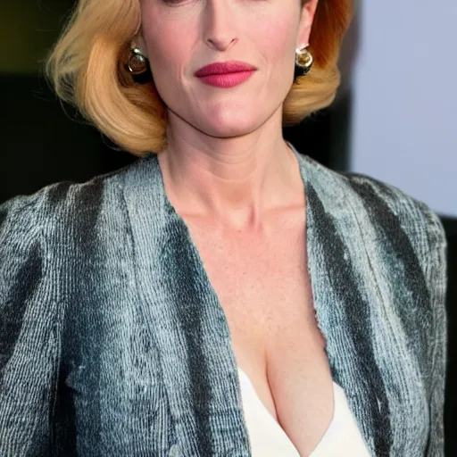 Prompt: photo of gillian anderson by jesse brew