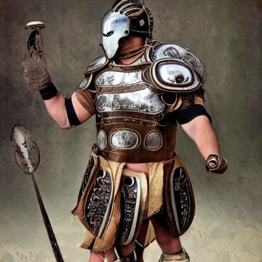 Image similar to photograph of a steampunk roman gladiator, hyper realistic