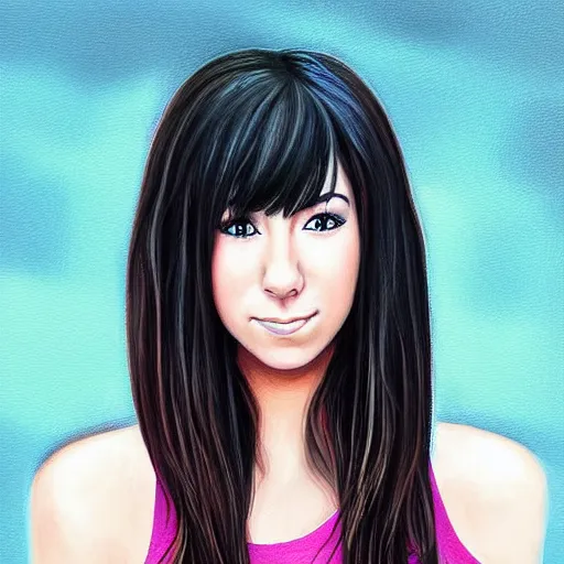 Image similar to portrait of Christina Grimmie, highly detailed, centered, solid color background, digital painting