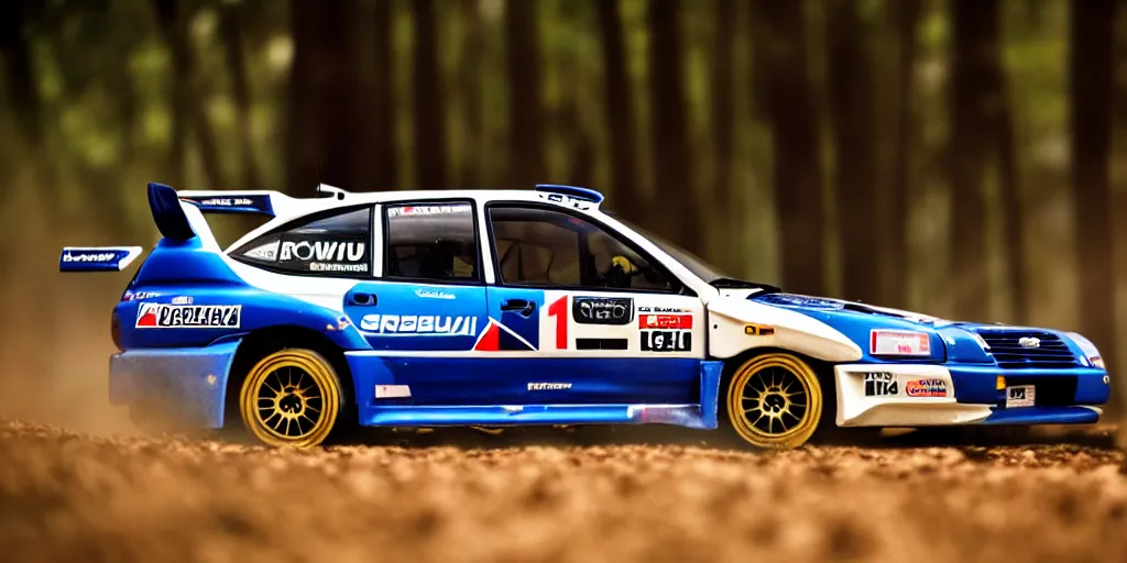 Image similar to 1999 subaru impreza, WRC, rally car, cinematic, 8k, depth of field, bokeh.