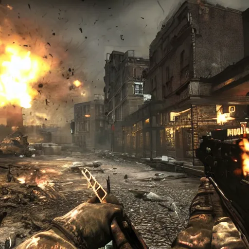 Image similar to call of duty world at war, zombies map set in New York,