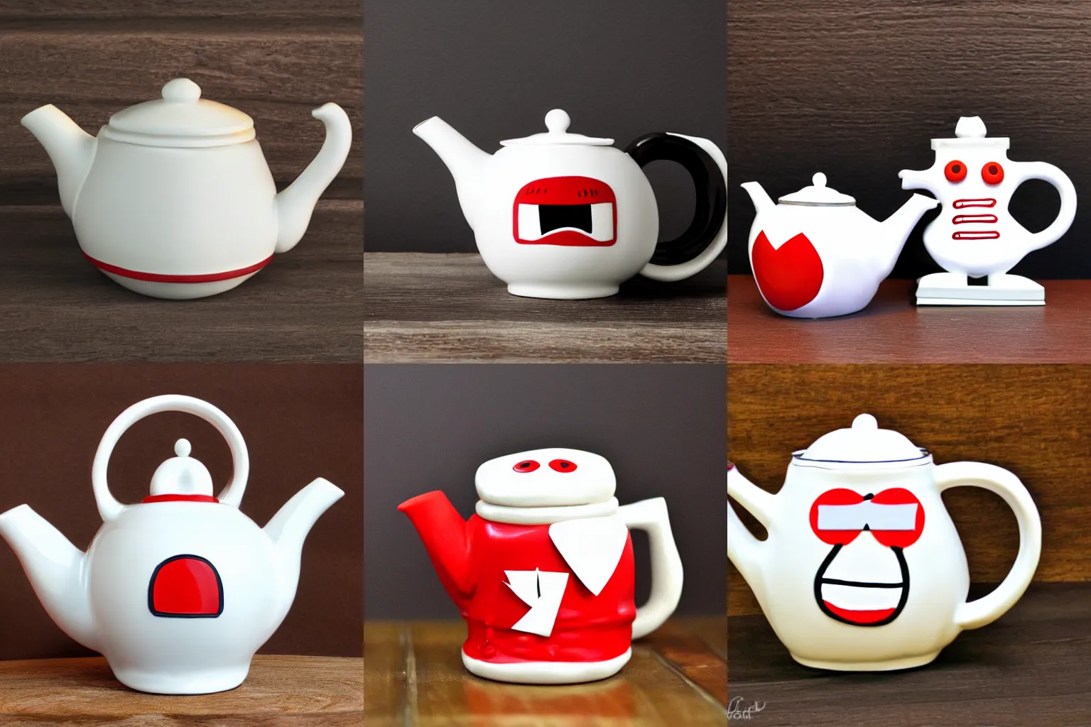 Prompt: Homestar Runner teapot, product photo, white background