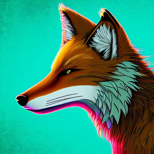 Prompt: digital limey fox, retrowave palette, digital world, highly detailed, electric breeze, anatomically correct vulpine, synth feel, fluffy face, ear floof, flowing fur, super realism, accurate animal imagery, 4 k digital art