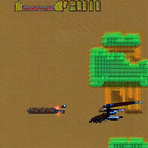 Prompt: apache helicopter in terraria