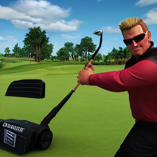 Image similar to Duke Nukem playing golf