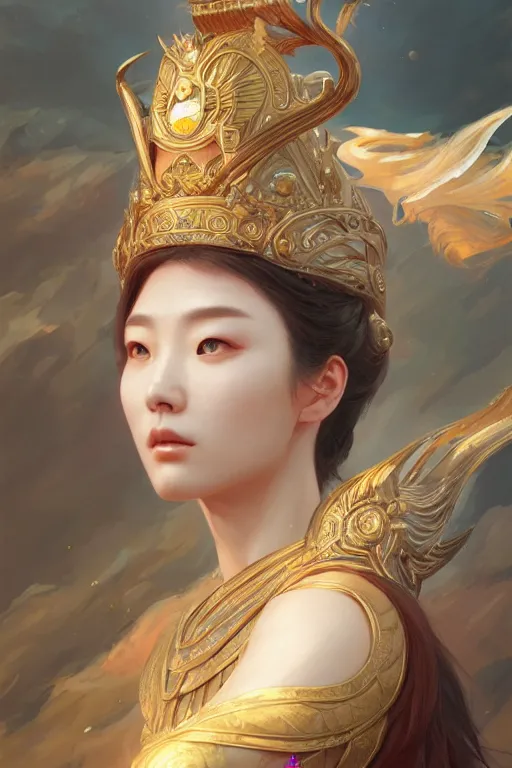 Prompt: goddess of the south korea, highly detailed, digital painting, artstation, concept art, smooth, sharp focus, illustration, unreal engine 5, 8 k, art by artgerm and greg rutkowski and edgar maxence