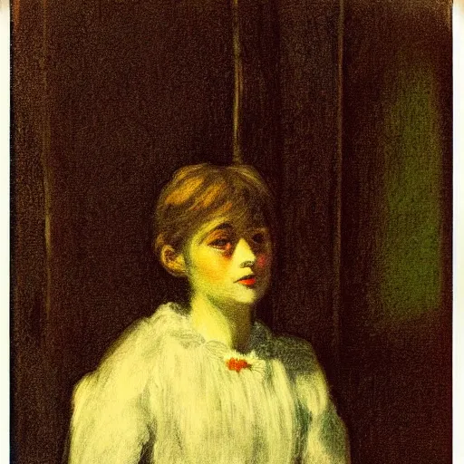 Image similar to a girl in a room, old polaroid by goya, by el greco, digital painting, jugendstil, strong lights, flat colors, pastel colors,