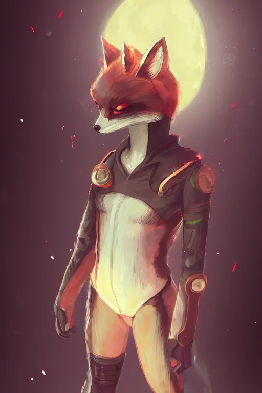 Image similar to a fox fursona, trending on artstation, by kawacy, furry art, digital art, cyberpunk, high quality, backlighting