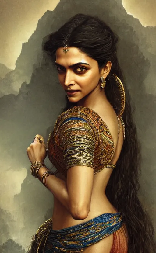 Prompt: portrait of Deepika Padukone, highly detailed, concept art, intricate, sharp focus, einar jonsson and bouguereau