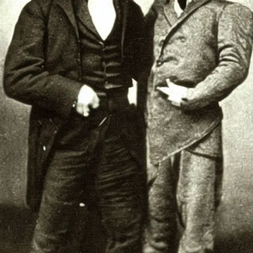 Prompt: Herman Melville holding hands with Nathaniel Hawthorne