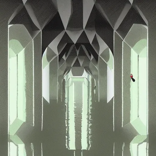 Image similar to a flood of slime in a bright white hallway with many doors and many stairs, Mc Escher architecture, epic composition, by Makoto Shinkai