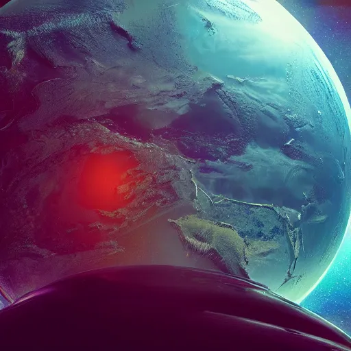 Image similar to earth in space digital art synthwave detailed sharp focus synthwave art aesthetic octane render raw cinematic trending on artstation, highly detailed, matte painting