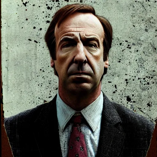 Prompt: a low resolution messy colorized mugshot of saul goodman, grainy, messy, grunged up, low resolution, low quality, realistic, hyperrealistic, 8 k resolution, hd quality, detailed, very detailed, highly detailed, intricate details, trending on artstation, colored, colorized, really realistic, very realistic, real, real life, real world