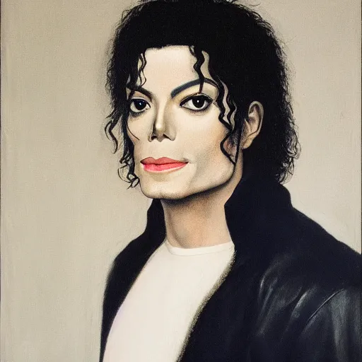 Image similar to a portrait of Michael Jackson, facing front, by Rogier van der Weyden, oil painting, anatomically correct, beautiful perfect face, sharp focus, Highly Detailed, Cinematic Lighting, 8k, HD