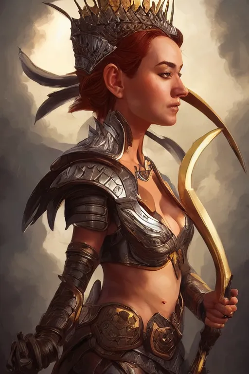 Image similar to amazon valkyrie athena, d & d, fantasy, portrait, highly detailed, headshot, digital painting, trending on artstation, concept art, sharp focus, illustration, art by artgerm and greg rutkowski and magali villeneuve