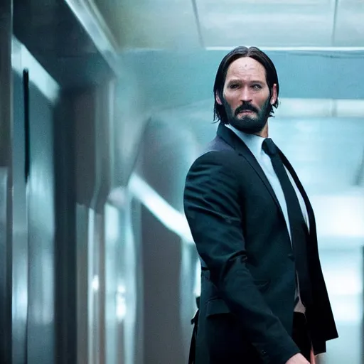 Image similar to a movie still of pewdiepie in John Wick