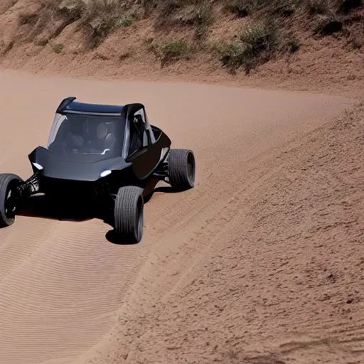 Prompt: tesla dune buggy off - roading