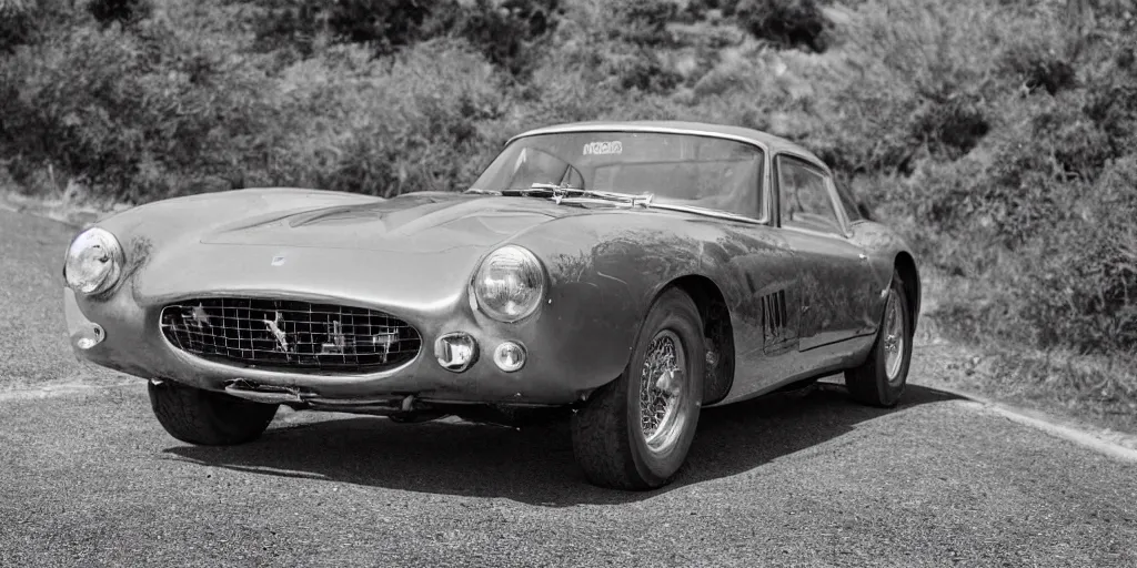 Image similar to photograph, 1958 FERRARI 250 GT, by Peter Singhof, press release, cinematic, Pacific Coast Highway, 8k, depth of field, bokeh.