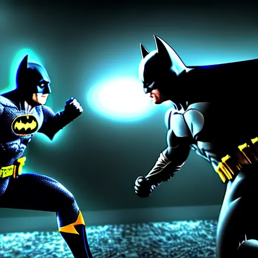 Prompt: ultra detailed picture of a fight where batman is against the flash, unreal engine, extremely detailed, epic, dark, highly realistic, spiritual masterpiece, beautiful, ultra hd