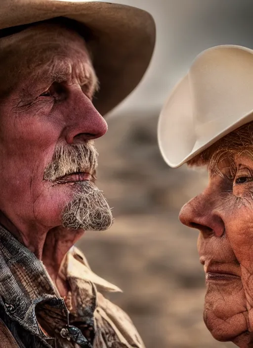 Image similar to closeup portrait of desperate dan (cowboy), old lady, zeiss lens, detailed, symmetrical, centered, fashion photoshoot, by Annie Leibovitz and Steve McCurry, David Lazar, Jimmy Nelsson, Breathtaking, 8k resolution, extremely detailed, beautiful, establishing shot, artistic, hyperrealistic, beautiful face, octane render