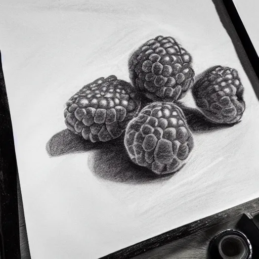 Image similar to charcoal sketch of a raspberry