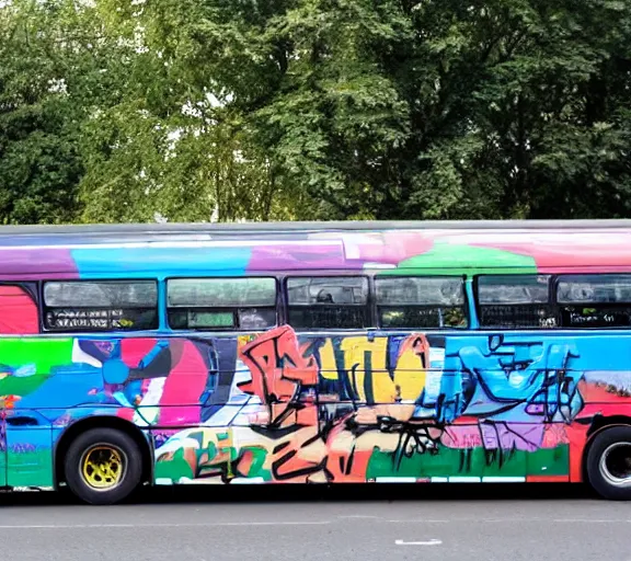 Image similar to graffiti tag on a double decker bus that says ireland