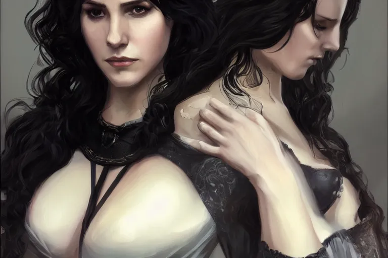 Prompt: A portrait of a seductive Yennefer from the Witcher Games by Marc Hill, highly detailed, trending on artstation, award winning, H 768