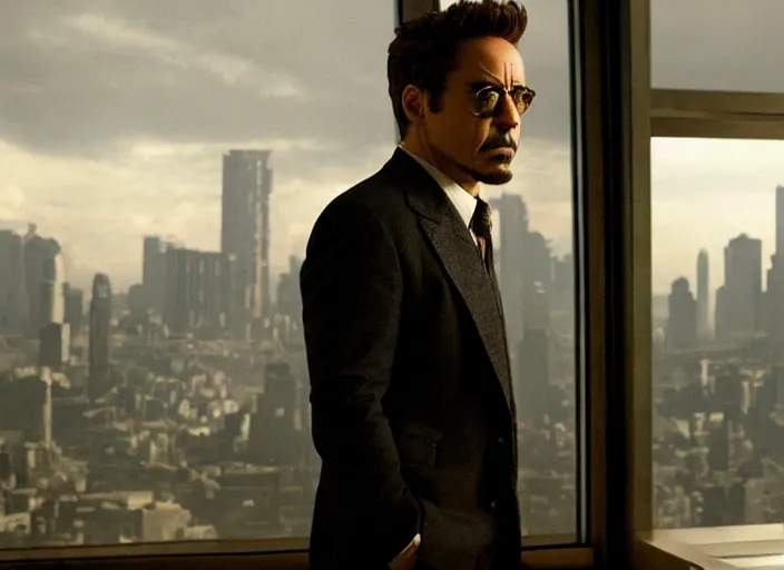 film still of Robert Downey Jr as Cobb with the city | Stable Diffusion ...