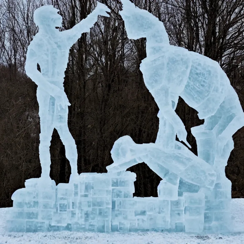 Image similar to ice sculpture of a headless horseman