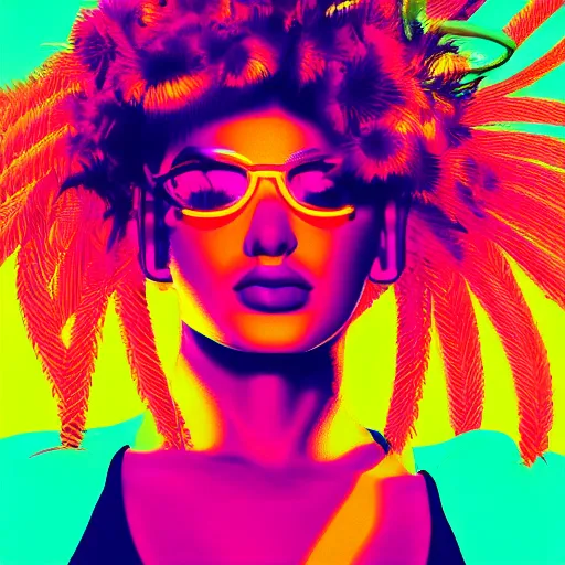 Image similar to coachella, bright colors, neon orange, beauty, summer vibes, trending on artstation