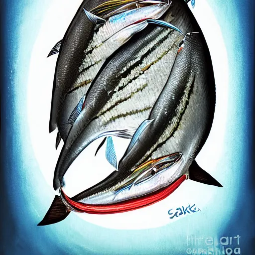 Image similar to sardine in a can, by gyotaku