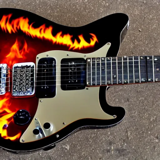 Image similar to an electric guitar made entirely out of fire